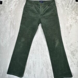 Chaps Denim Corduroy Pants Womens 10 Green Stretch Mid Rise Straight Leg Travel